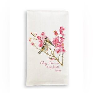 French Graffiti Cherry Blossom with Bird Dish Towel Brand New